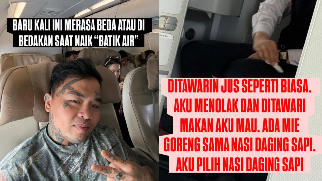 King Abdi cerita saat pesan makanan di kelas bisnis Batik Air namun tak kunjung dilayani. (Instagram @kingabdi_jajanmercon)